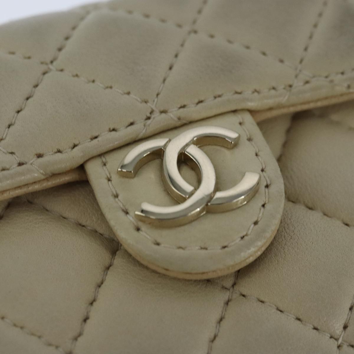 Chanel Coco Mark, Beige, Leather, wallet