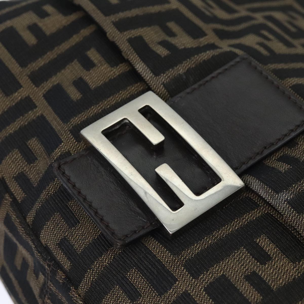 Fendi Mamma Baguette, Brown, Canvas, shoulder