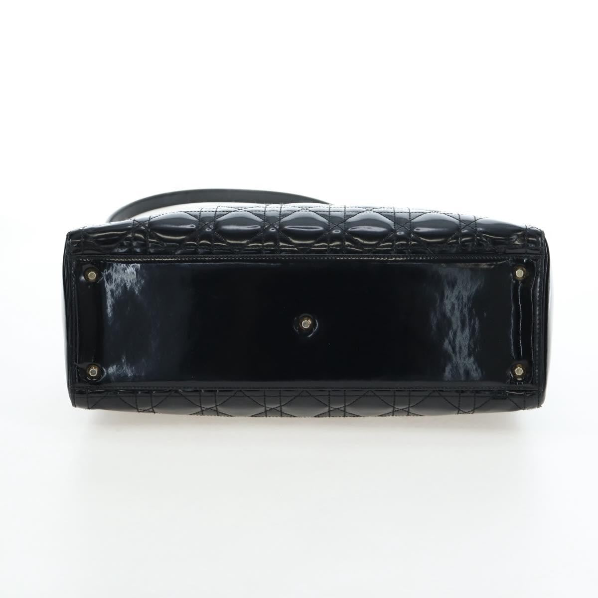 Christian Dior Lady Dior Cannage, Black, Patent Leather, Handbag
