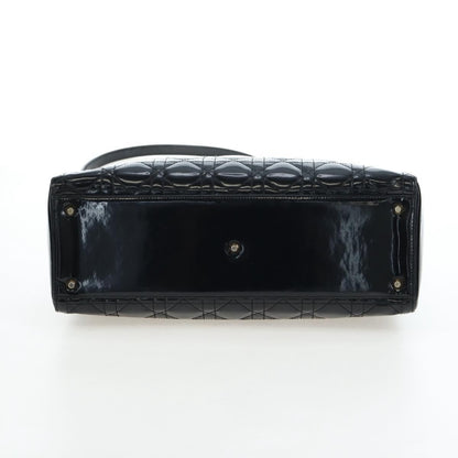 Christian Dior Lady Dior Cannage, Black, Patent Leather, Handbag