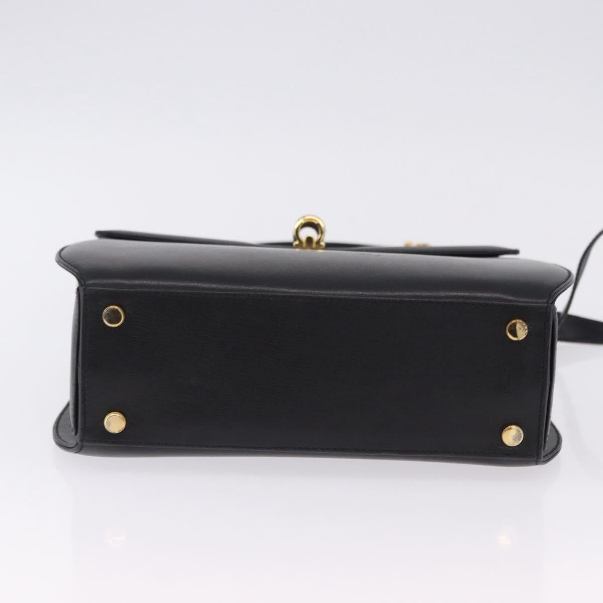 Salvatore Ferragamo Gancini Leather, Black, Leather, Handbag