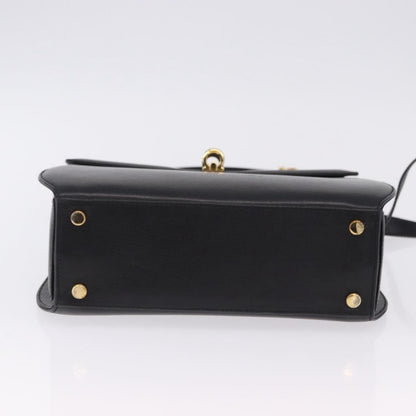 Salvatore Ferragamo Gancini Leather, Black, Leather, Handbag