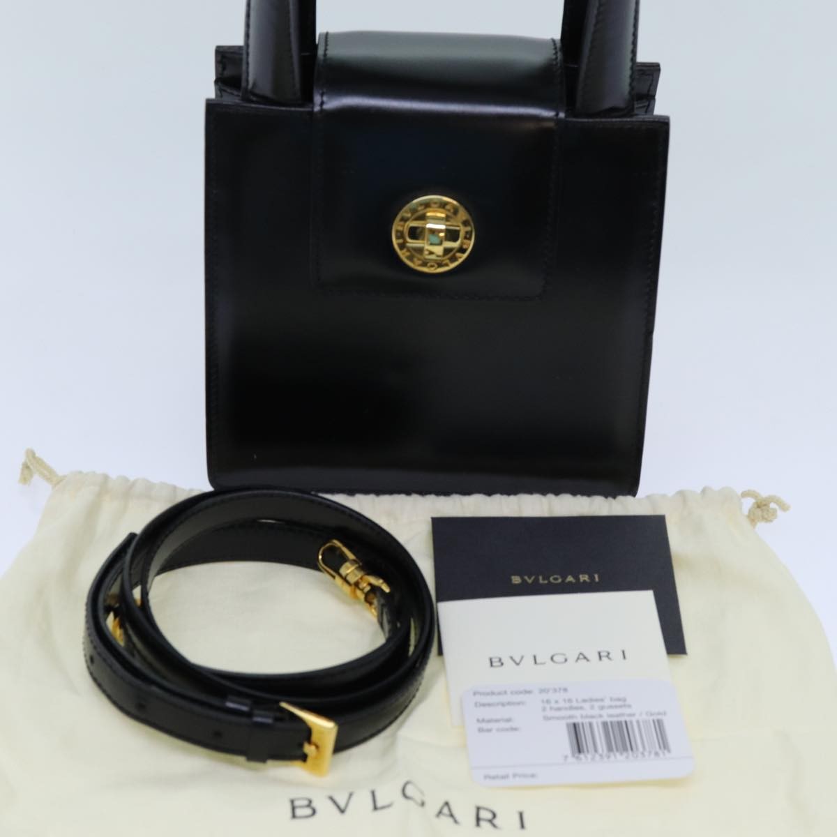 Bvlgari Handbag Leather, Black, Leather, Handbag