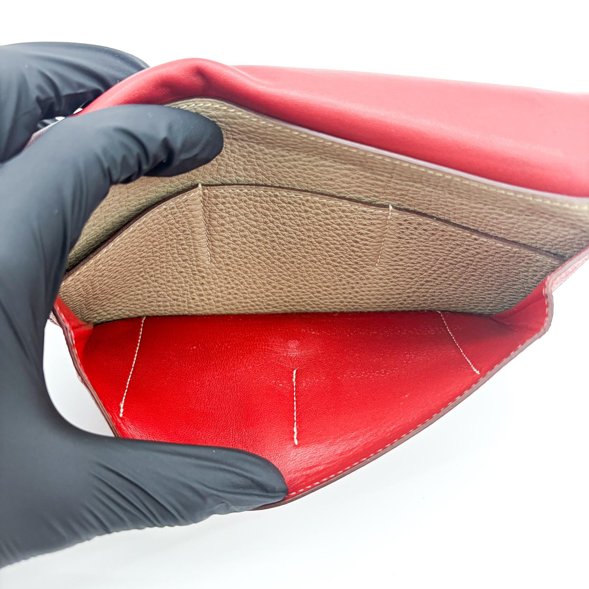 Hermes Bicolor Dogon Duo Combined Leather, Red, Leather, Wallet