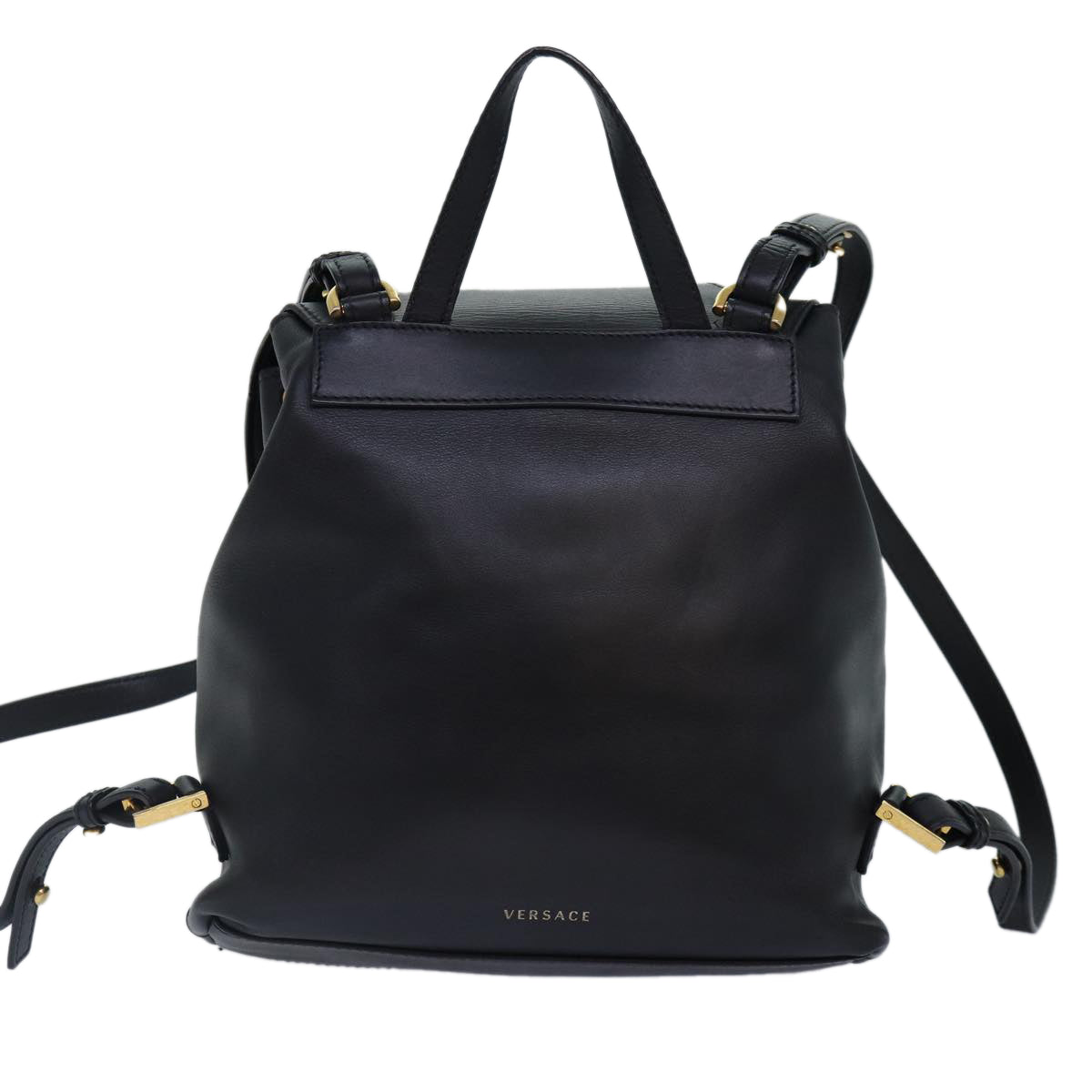 Versace Virtus, Black, Leather, backpack