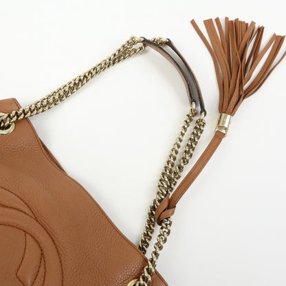 Gucci Soho Chain Strap Leather, Brown, Leather, Shoulder Bag