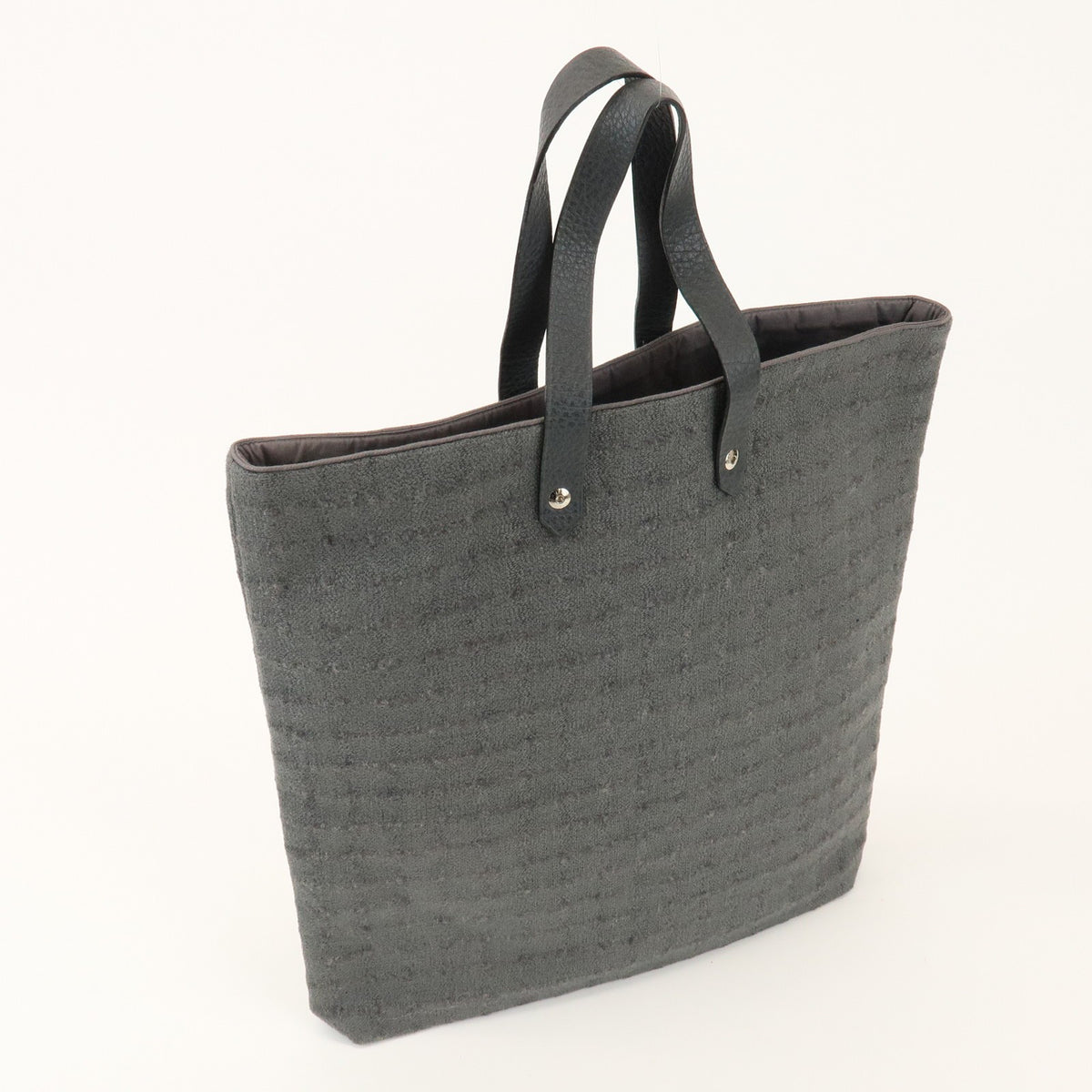Hermes Ahmedabad Woven Leather and Canvas, Gray, Canvas, Tote Bag