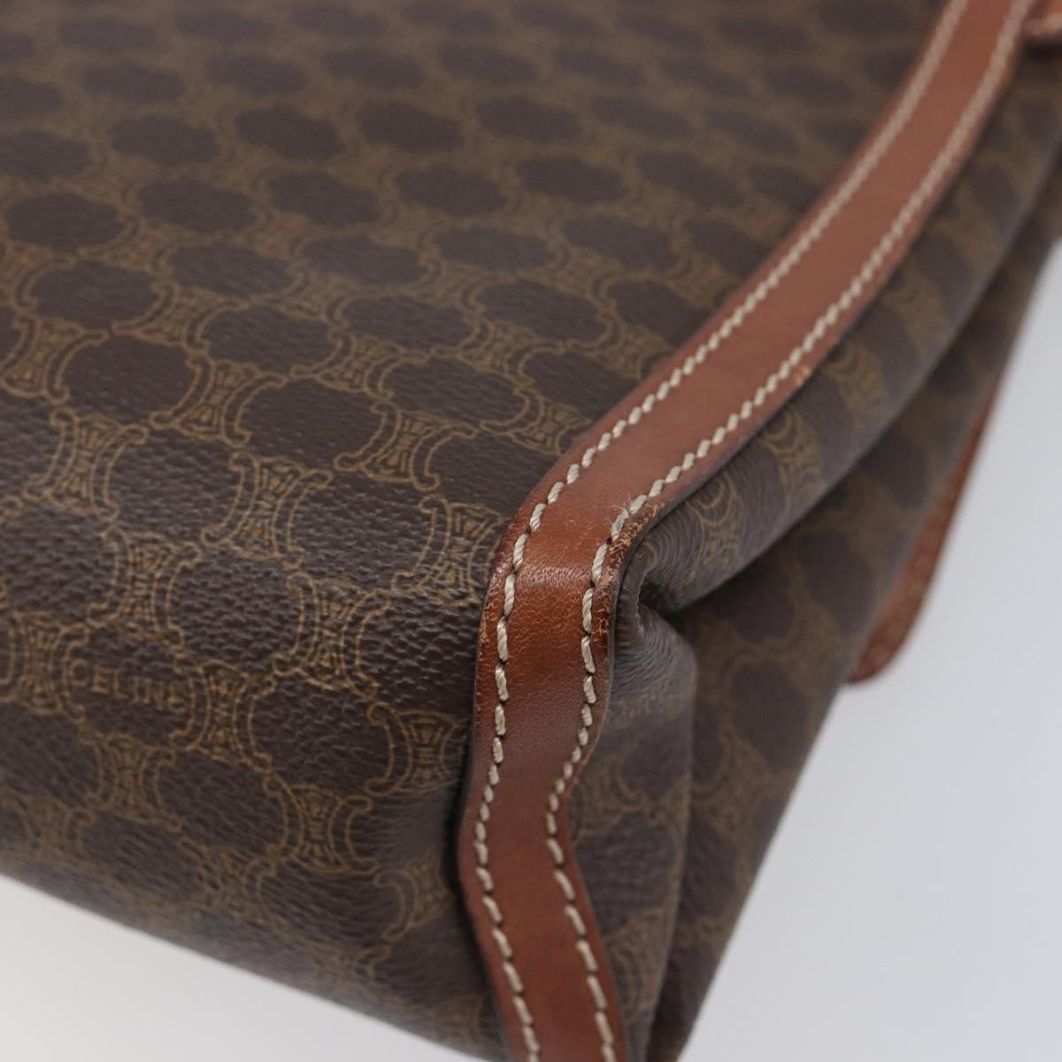 Celine Vintage Macadam Canvas and Leather, Brown, Canvas, Shoulder Bag