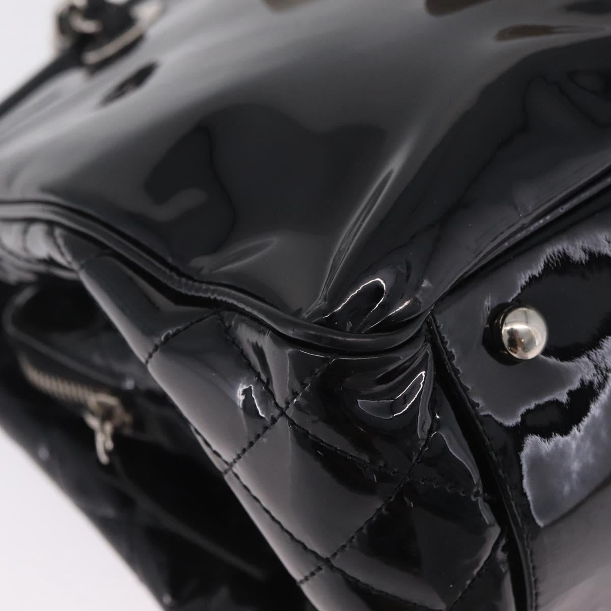 Chanel Lipstick Open Patent Vinyl, Black, Patent Leather, Tote Bag