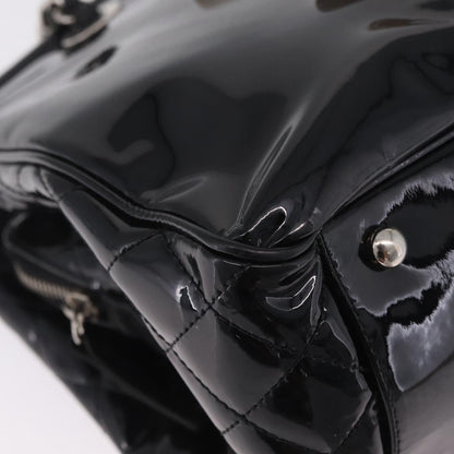 Chanel Lipstick Open Patent Vinyl, Black, Patent Leather, Tote Bag