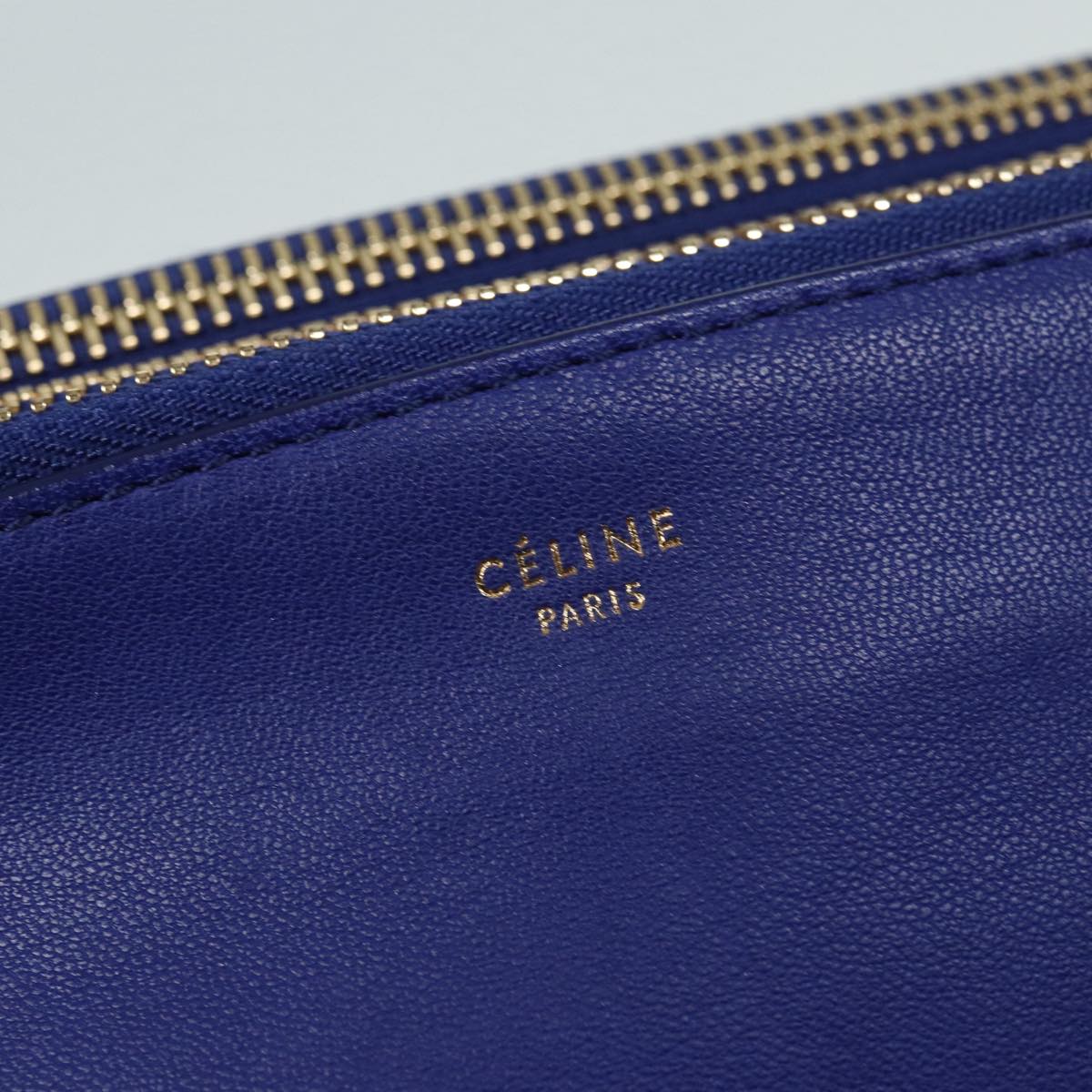 Céline Trio, Blue, Leather, shoulder