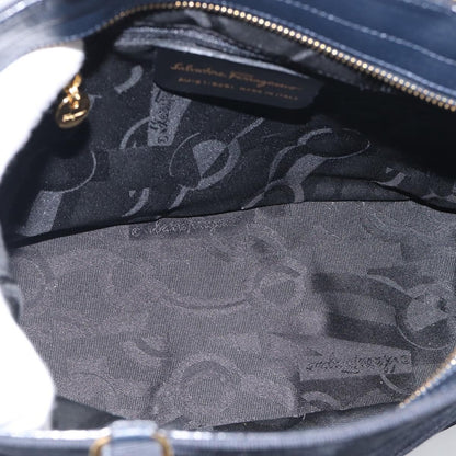 Salvatore Ferragamo Vala Canvas, Navy, Canvas, Shoulder Bag