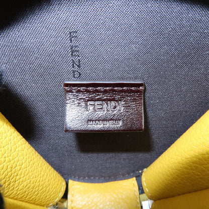 Fendi Vintage FF Round Embossed Leather, Yellow, Leather, Crossbody Bag