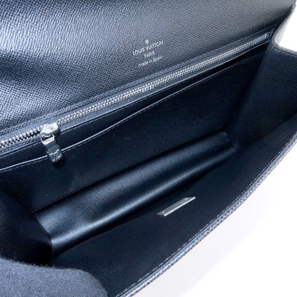 Louis Vuitton Selenga Pochette Taiga Leather, Black, Leather, Clutch