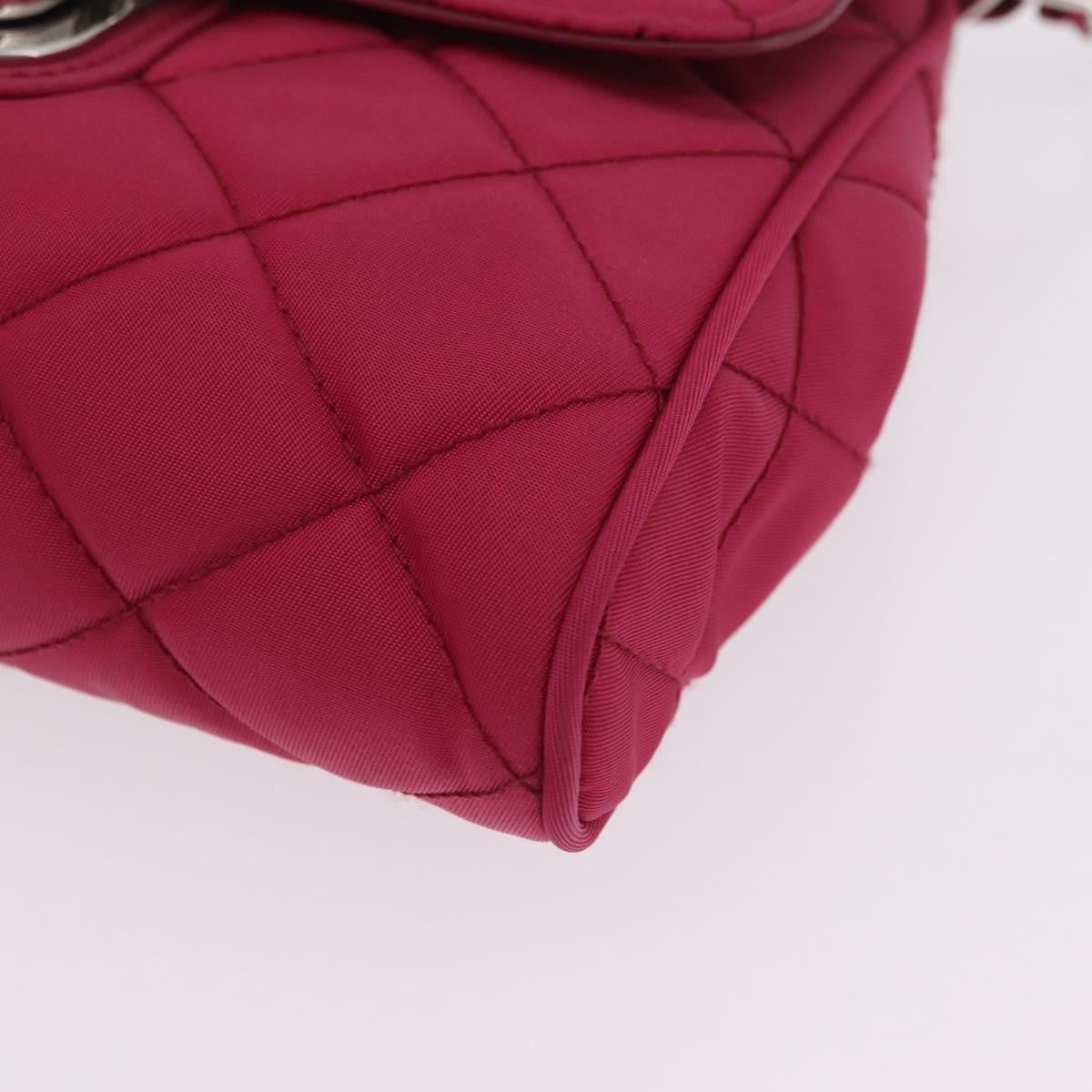 Prada Pushlock Chain Flap Quilted Tessuto, Pink, Nylon, Handbag