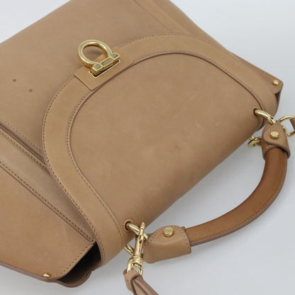 Salvatore Ferragamo Sofia Rainbow Saddle Leather, Beige, Leather, Handbag