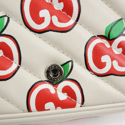 Gucci GG Marmont Flap Printed Diagonal Quilted Leather, White, Leather, Handbag