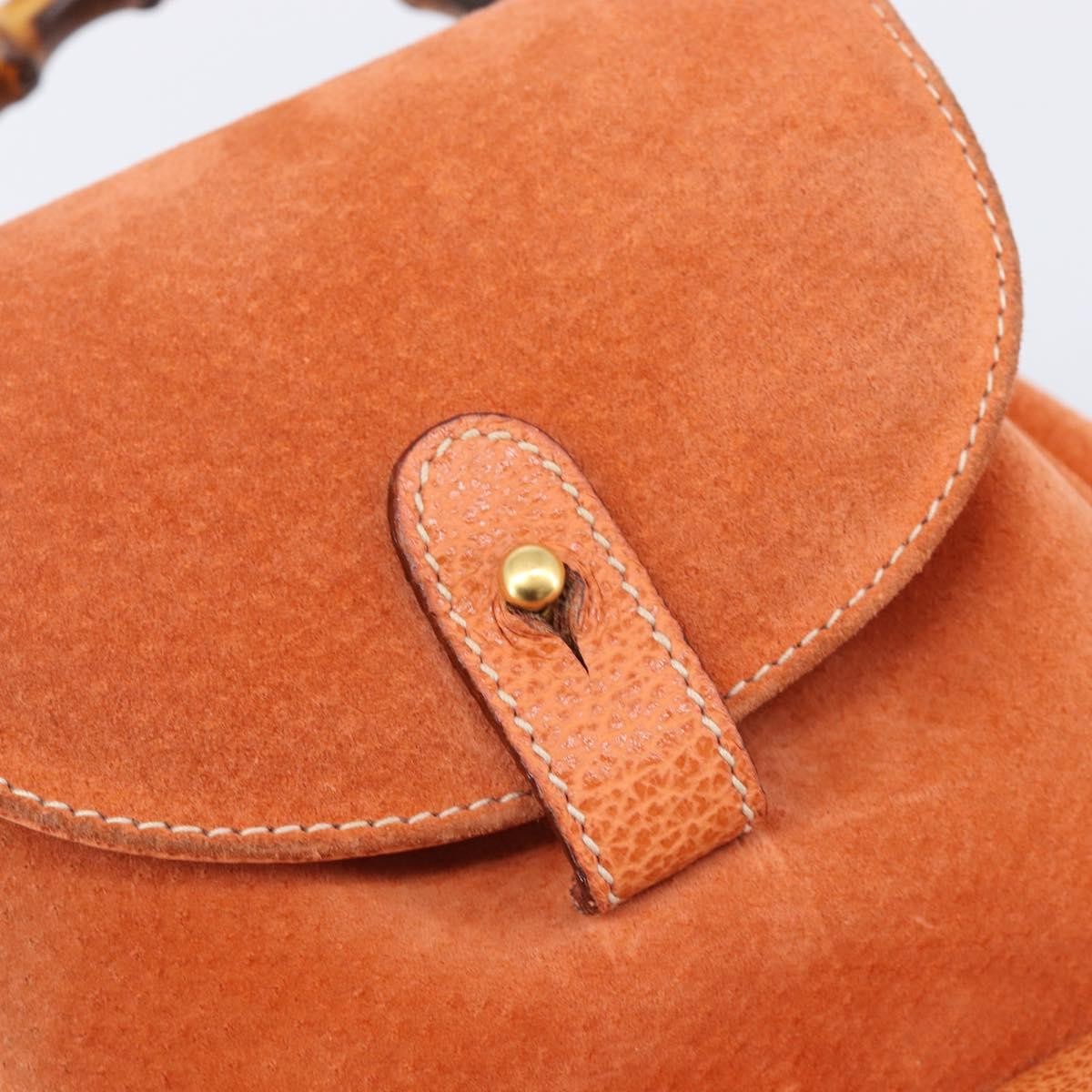 Gucci Vintage Bamboo Suede, Orange, Suede, Backpack