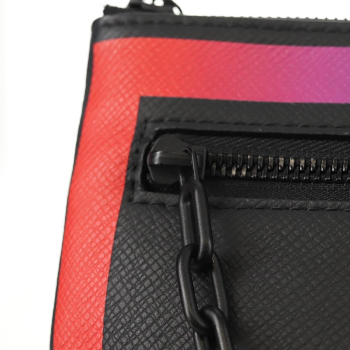 Louis Vuitton Pochette A4 Rainbow Taiga Leather, Black, Leather, Clutch