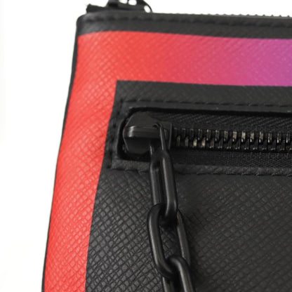 Louis Vuitton Pochette A4 Rainbow Taiga Leather, Black, Leather, Clutch