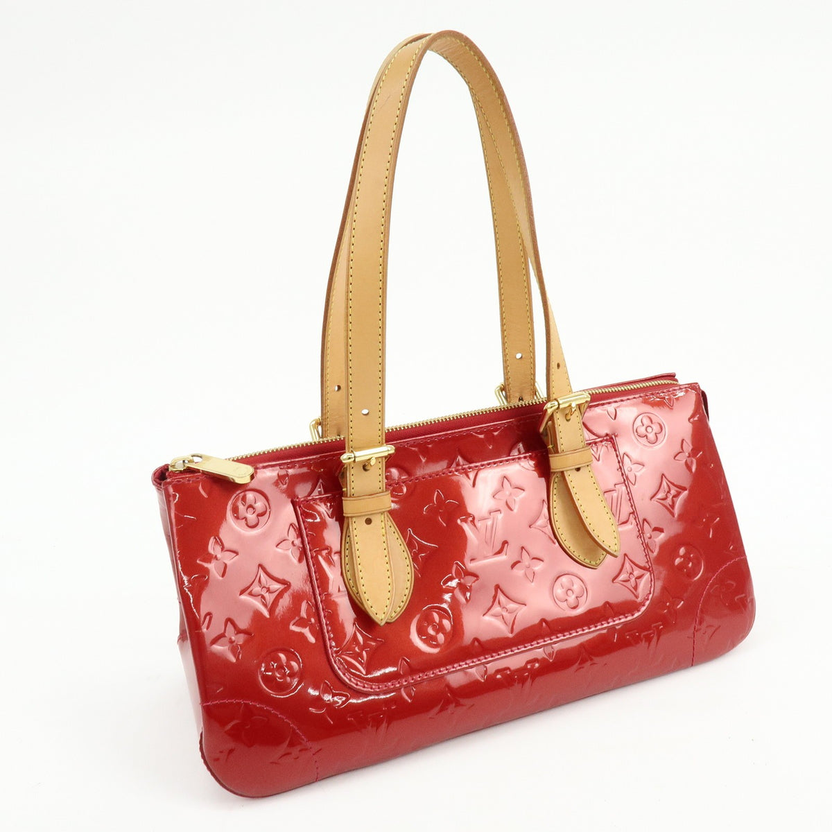 Louis Vuitton Rosewood Avenue Monogram Vernis, Red, Patent Leather, Handbag