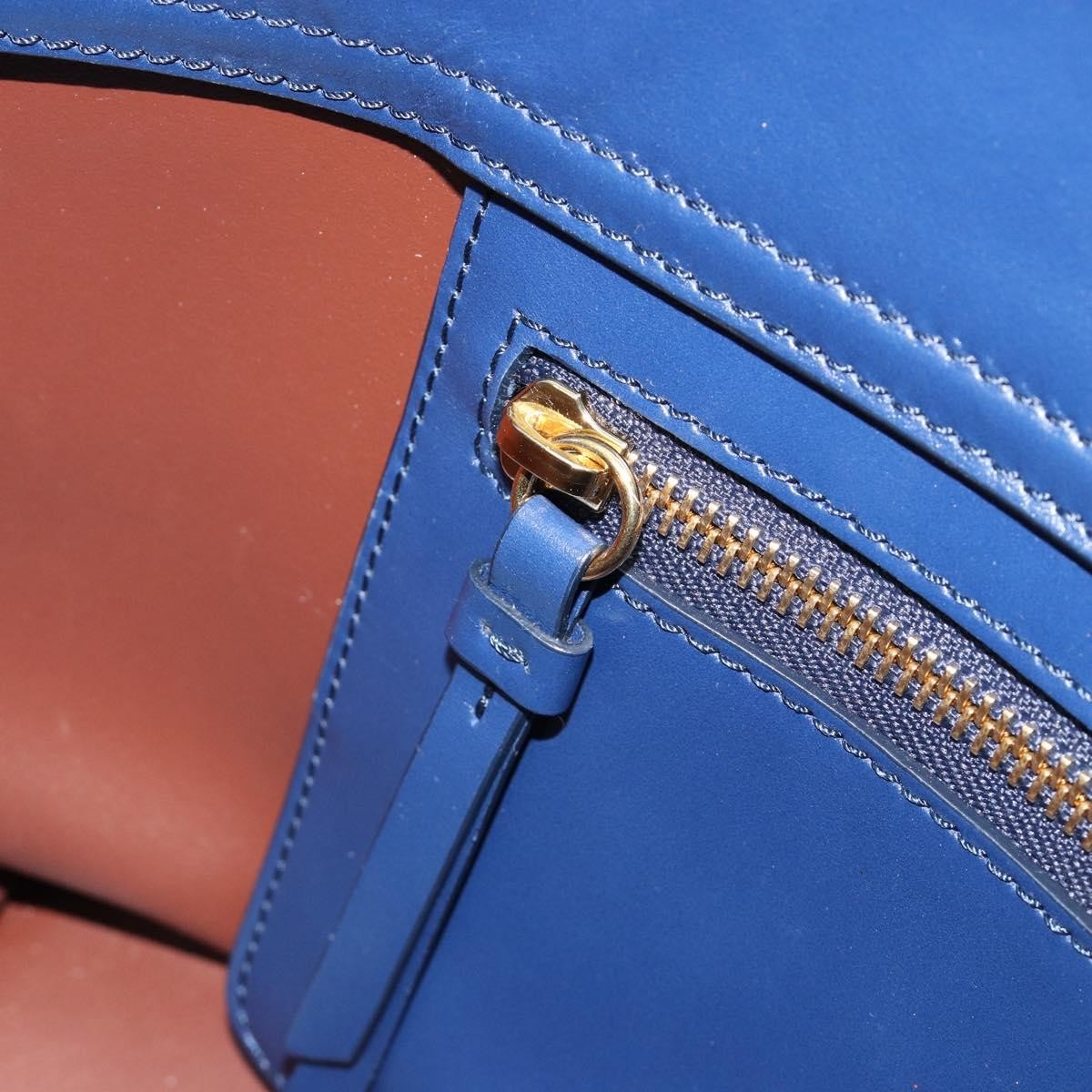 Chloe C Zipped Leather, Blue, Leather, Tote Bag