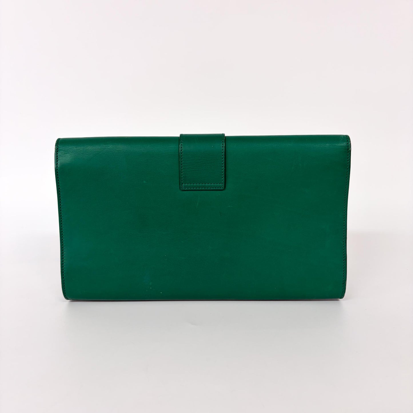 Saint Laurent Chyc Clutch Leather, Green, Leather, Clutch