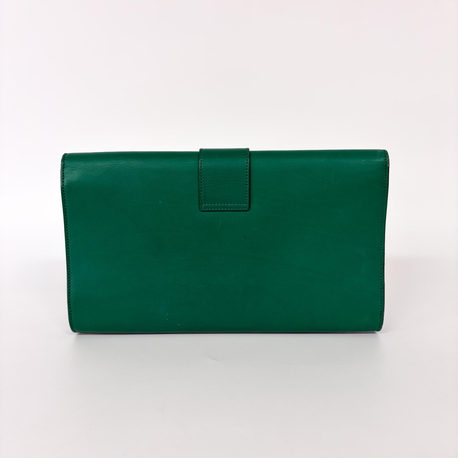 Saint Laurent Chyc Clutch Leather, Green, Leather, Clutch