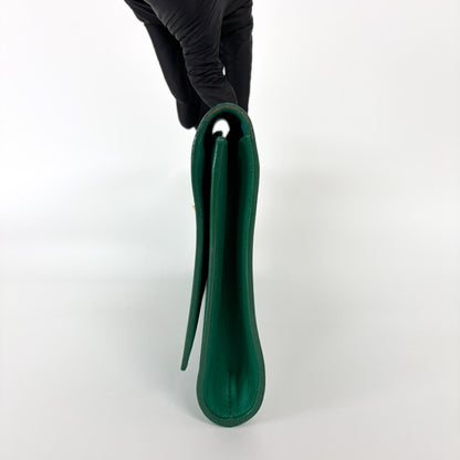 Saint Laurent Chyc Clutch Leather, Green, Leather, Clutch