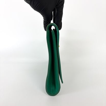 Saint Laurent Chyc Clutch Leather, Green, Leather, Clutch