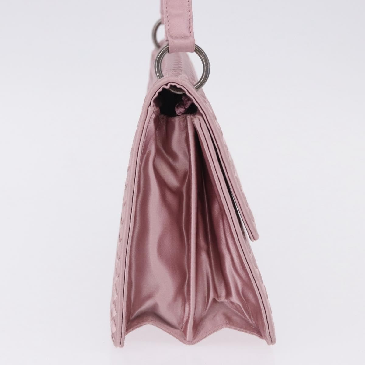 Bottega Veneta Flap Intrecciato Satin, Pink, Satin, Shoulder Bag