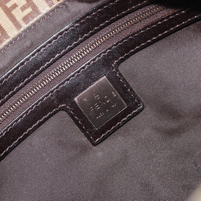 Fendi Mamma Baguette Zucchino canvas, Brown, Canvas, Shoulder Bag