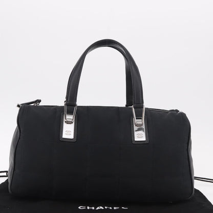 Chanel Square Stitch Boston Quilted Nylon, Black, Nylon, Handbag