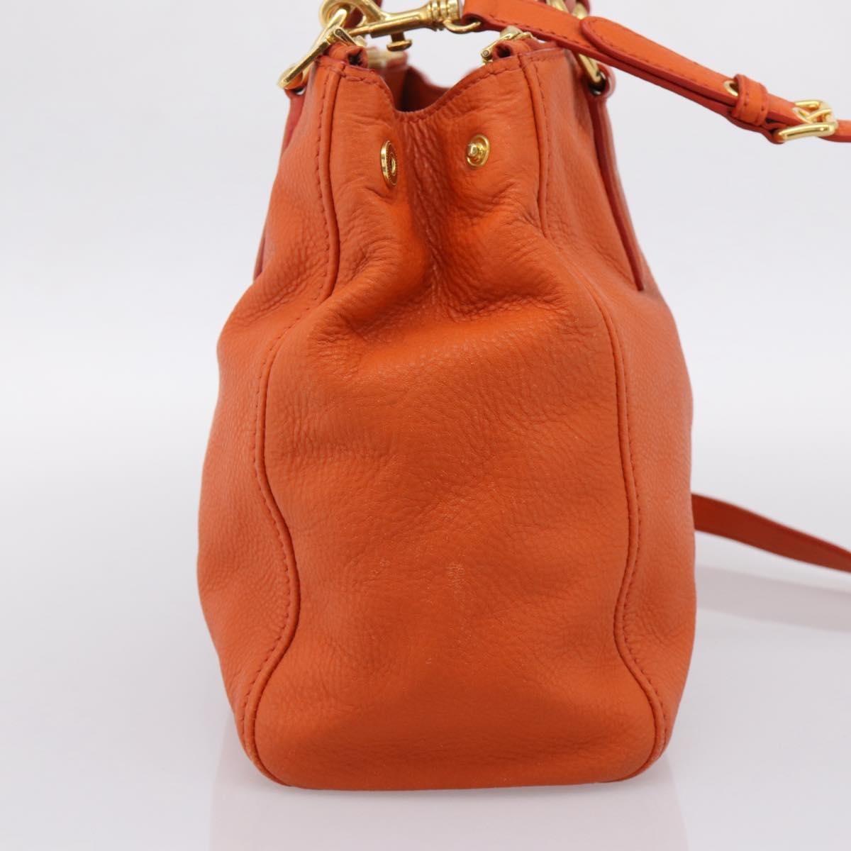 Miu Miu Caribou Convertible Tote Leather, Orange, Leather, Handbag