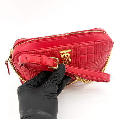 Burberry TB Camera Quilted Leather, Gold, Leather, Shoulder Bag