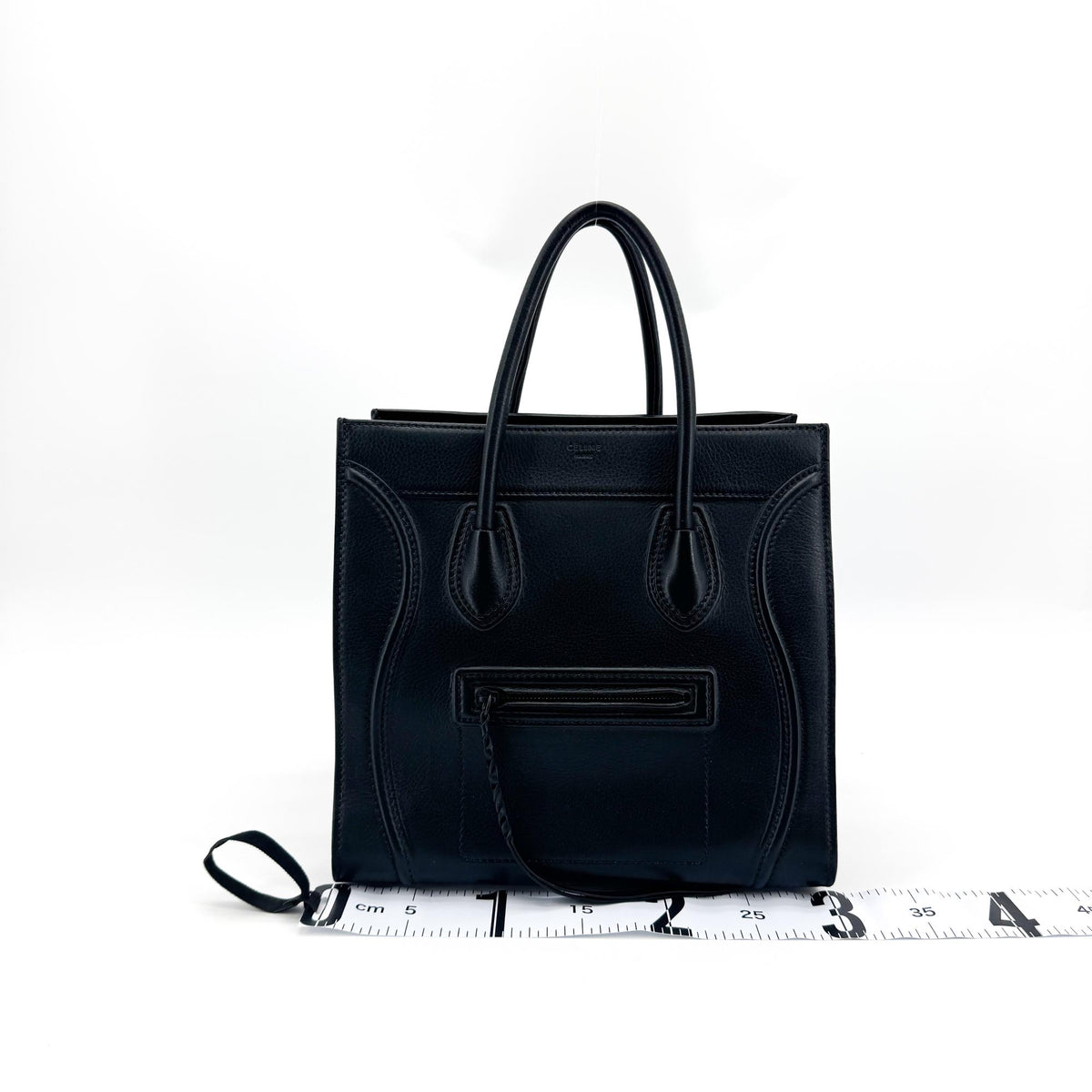 Celine Luggage Smooth Leather, Black, Leather, Handbag