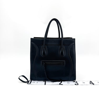 Celine Luggage Smooth Leather, Black, Leather, Handbag