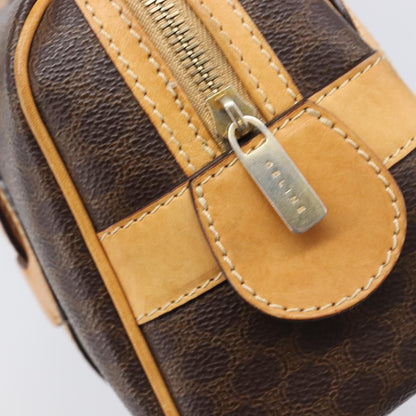 Celine Vintage Shoulder Bag Macadam Canvas & Leather, Brown, PVC, Shoulder Bag