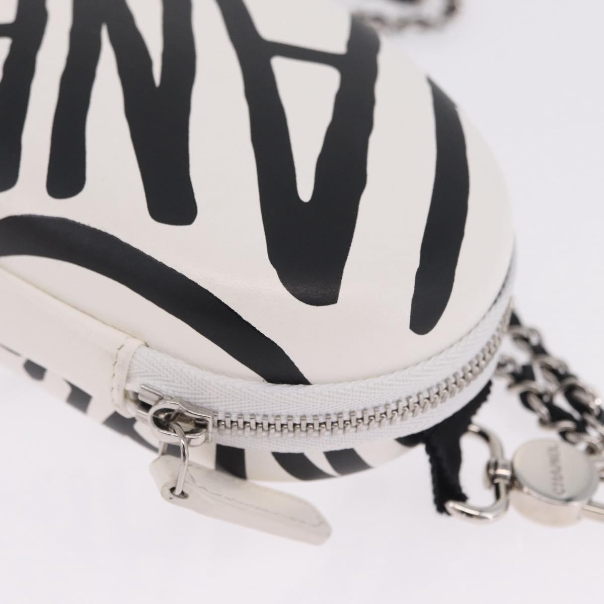 Chanel Coco Neige Zip Around Sunglasses Case with Chain Printed Leather, White, Leather, Sunglasses