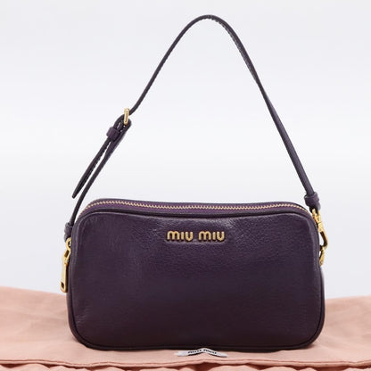 Miu Miu Double Zip Pochette Leather, Purple, Leather, Clutch