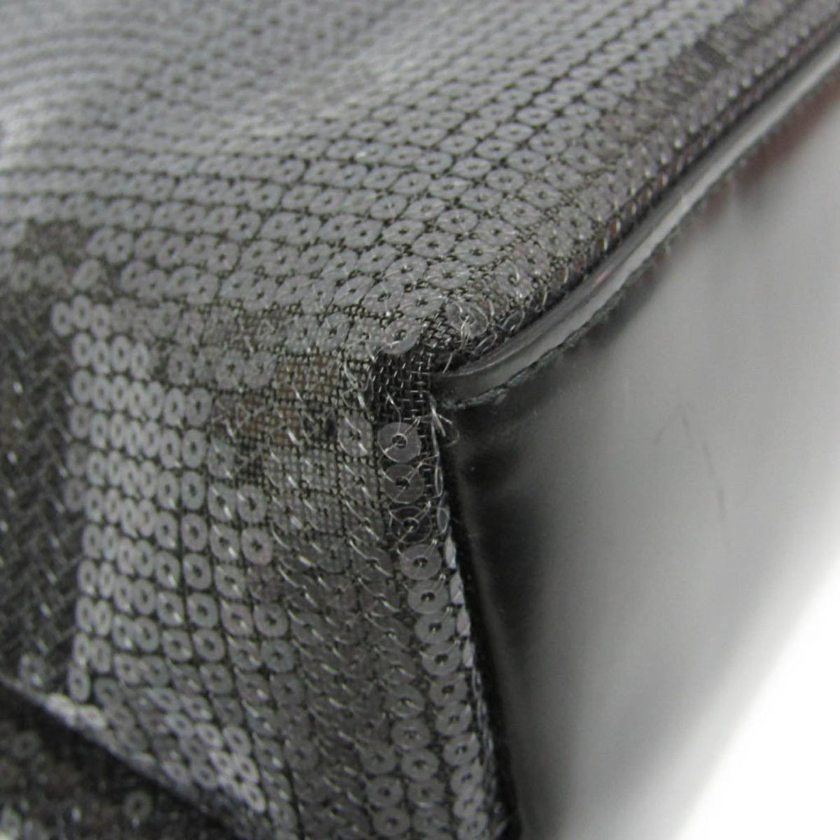 Prada Logo Open Sequined Mesh, Black, Mesh, Tote Bag