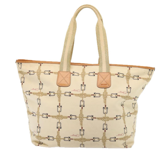 Bally, White, Canvas, tote