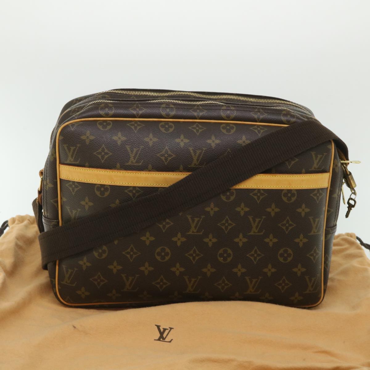 Louis Vuitton Reporter, Brown, Canvas, shoulder