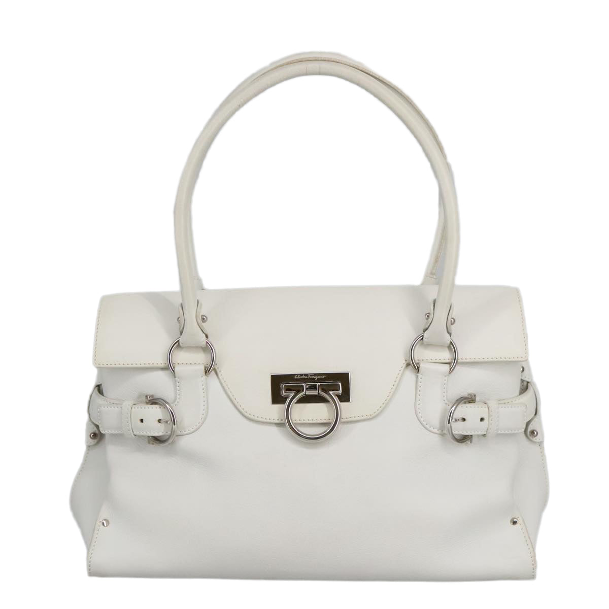 Salvatore Ferragamo, White, Leather, shoulder