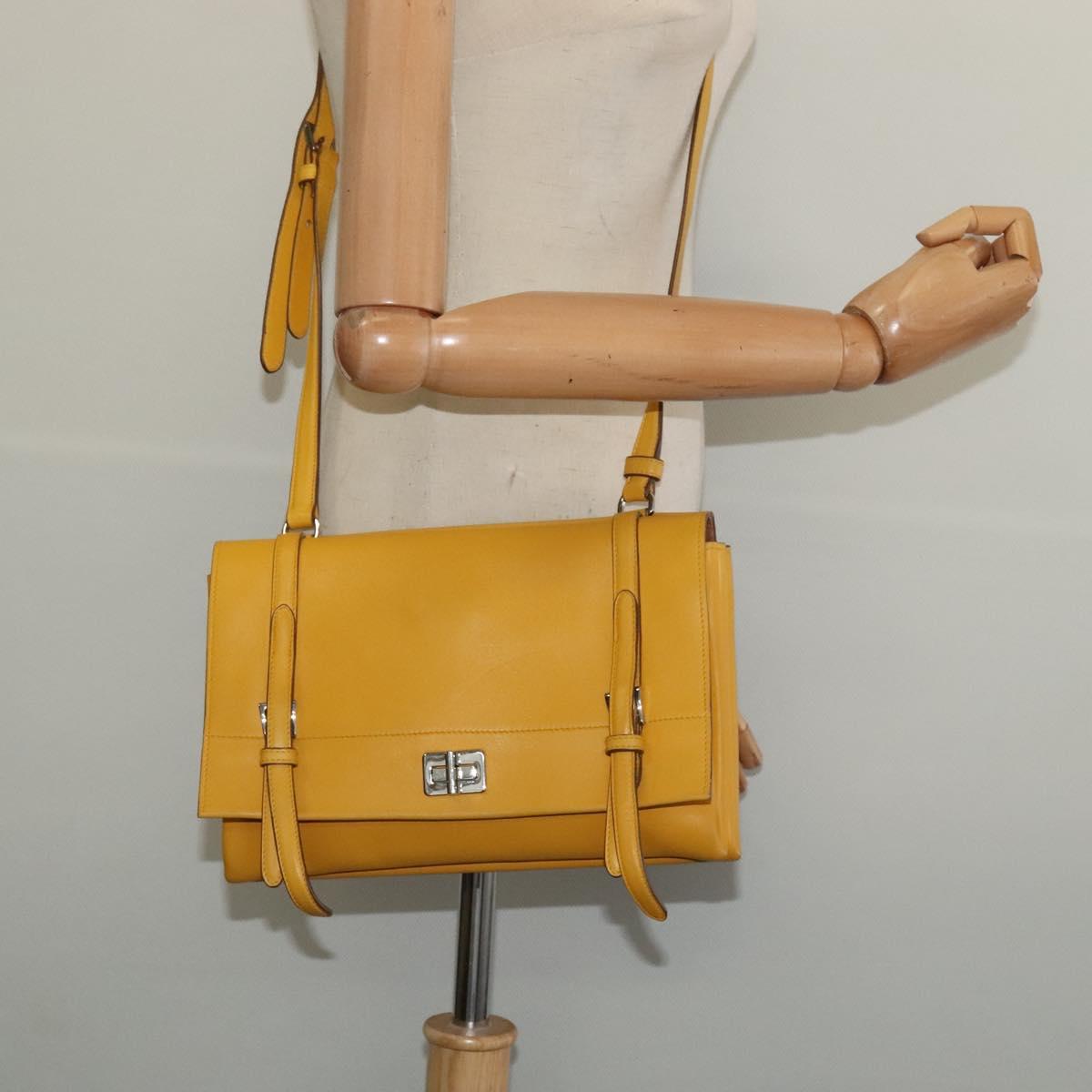 Prada, Yellow, Leather, shoulder