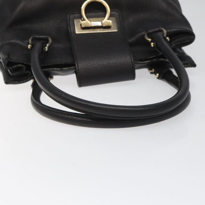Salvatore Ferragamo Gancini, Black, Leather, handbag
