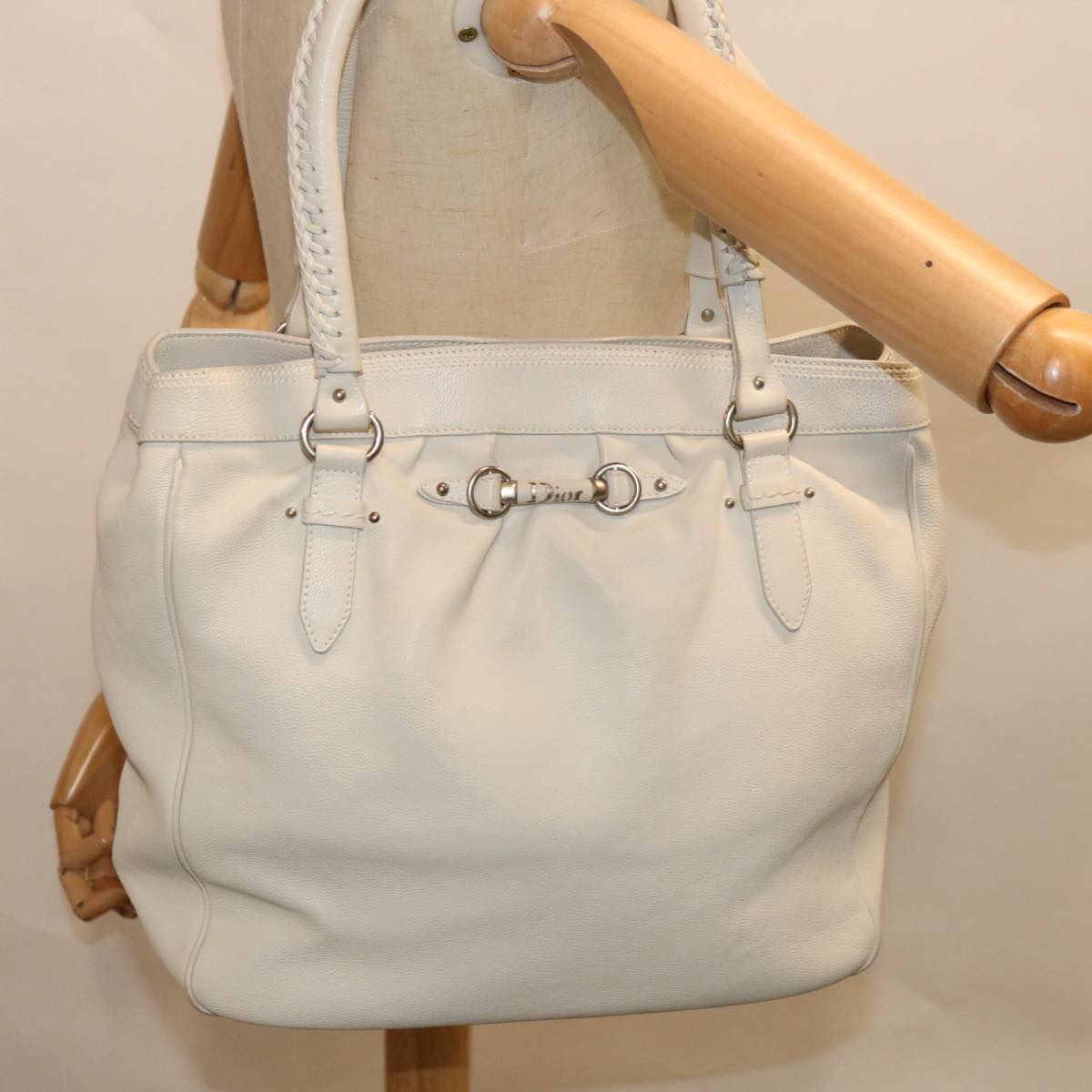 Dior, White, Leather, tote