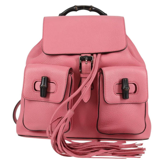 Gucci Bamboo, Pink, Leather, backpack