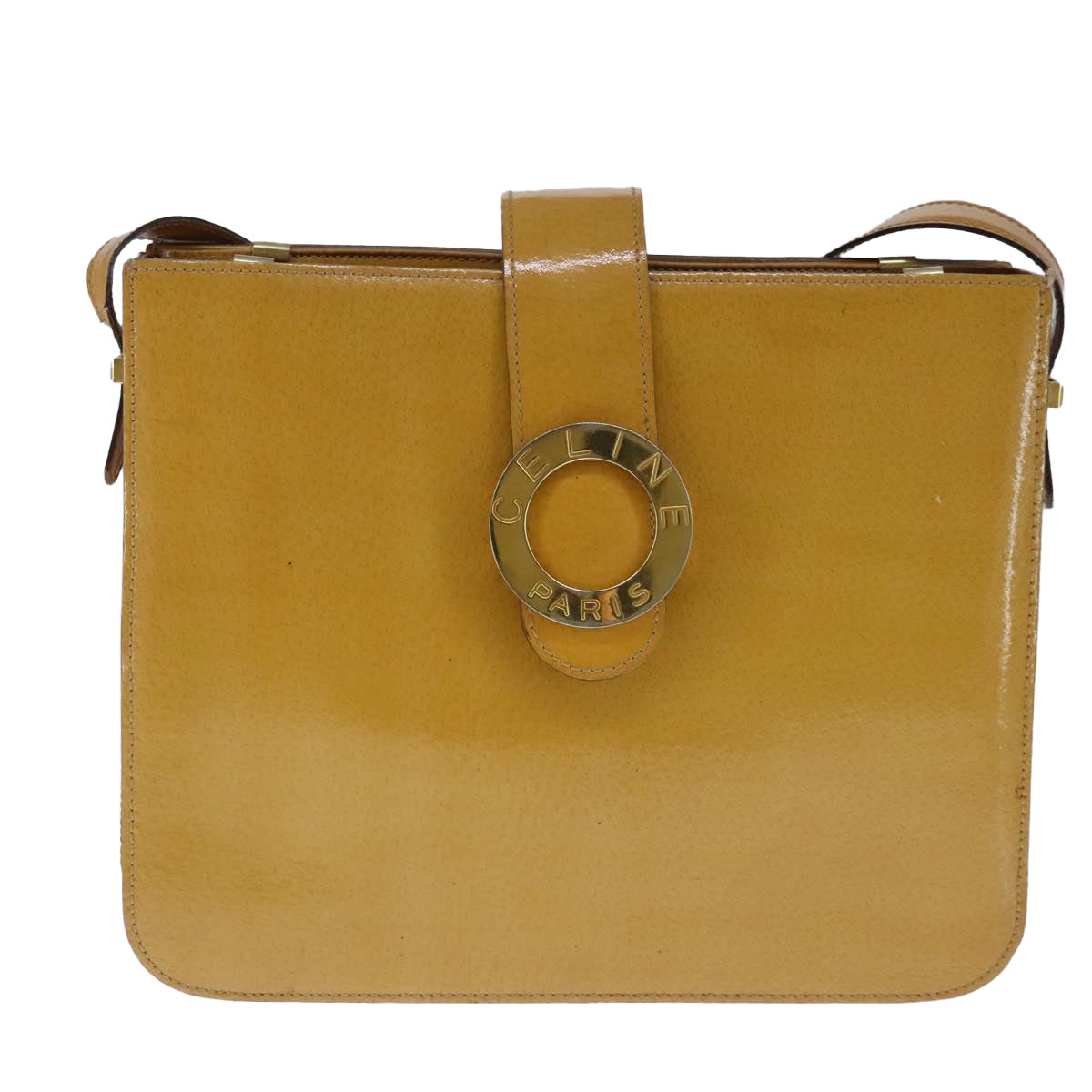 Celine Ring Bag Leather, CAMEL, PATENT_LEATHER, Handbag