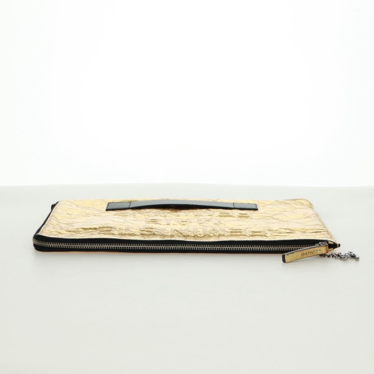 Chanel Feminine Crinkled Leather, Gold, Leather, Clutch